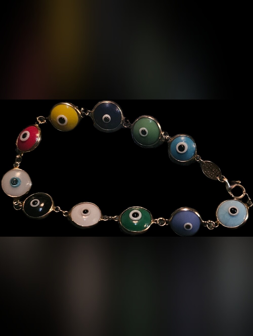 🧿Charming multicolor evil eye Colorful Gold Evil Eye Bracelet - 24k ✨️Nwot✨️